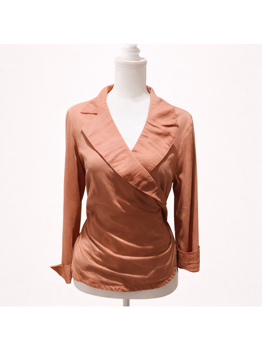 Nic + Zoe XL Copper Faux Wrap Blouse Elevated Minimalist Modern Chic Luxury Top